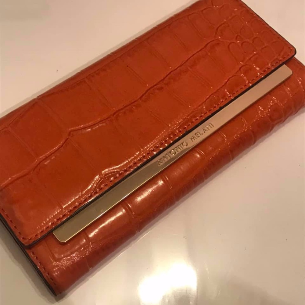 Antonio Melani Orange Wallet- New (missing snap)